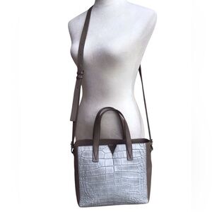 Vince Signature V Croc Embossed Tote Crossbody
